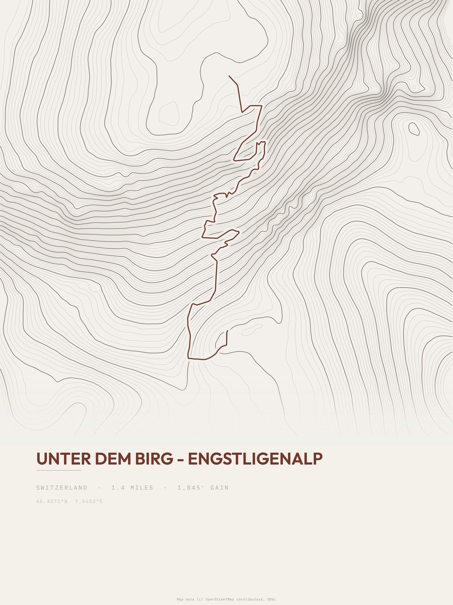 Unter dem Birg - Engstligenalp topographic trail print