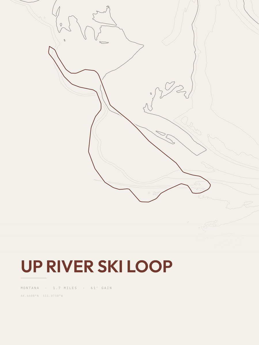Up River Ski Loop topographic trail print
