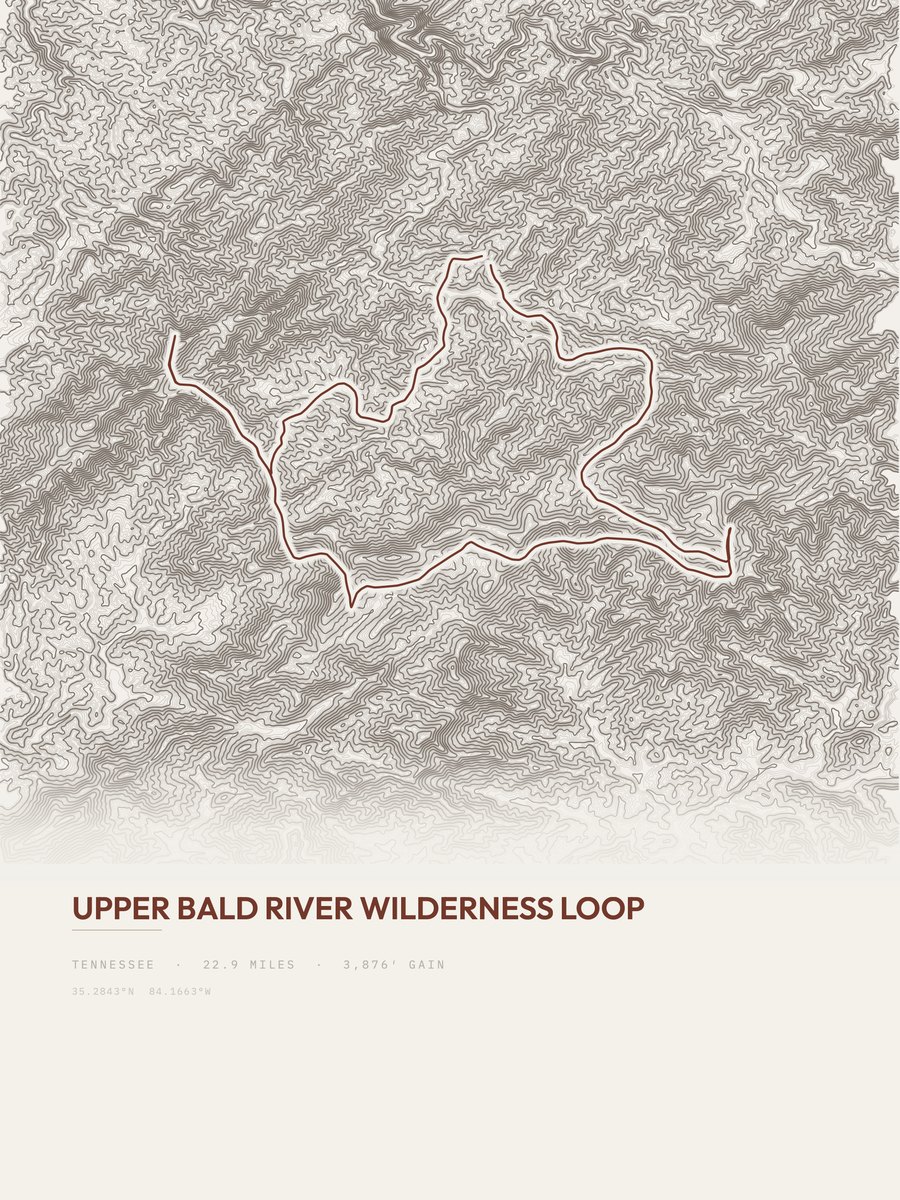 Upper Bald River Wilderness Loop Topographic print