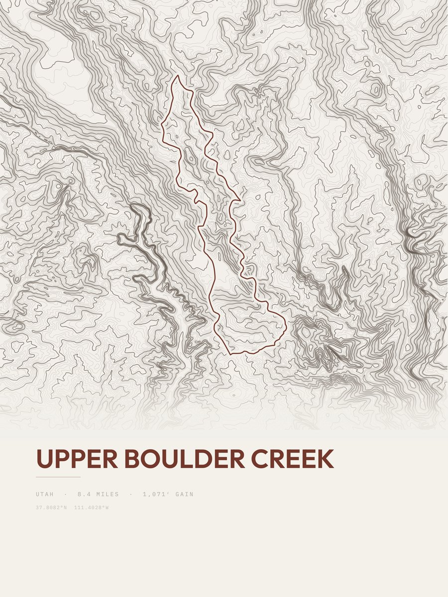 Upper Boulder Creek Topographic print
