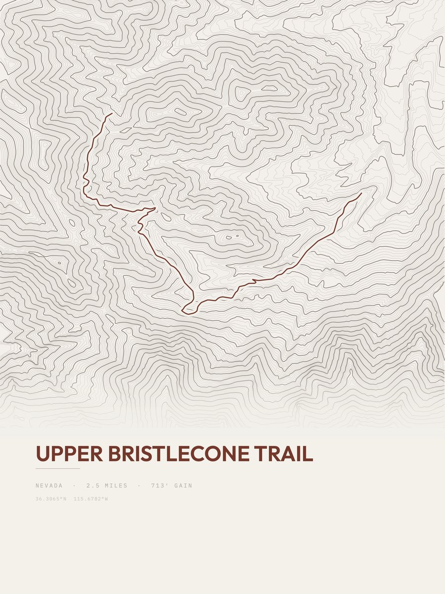 Upper Bristlecone Trail Topographic print