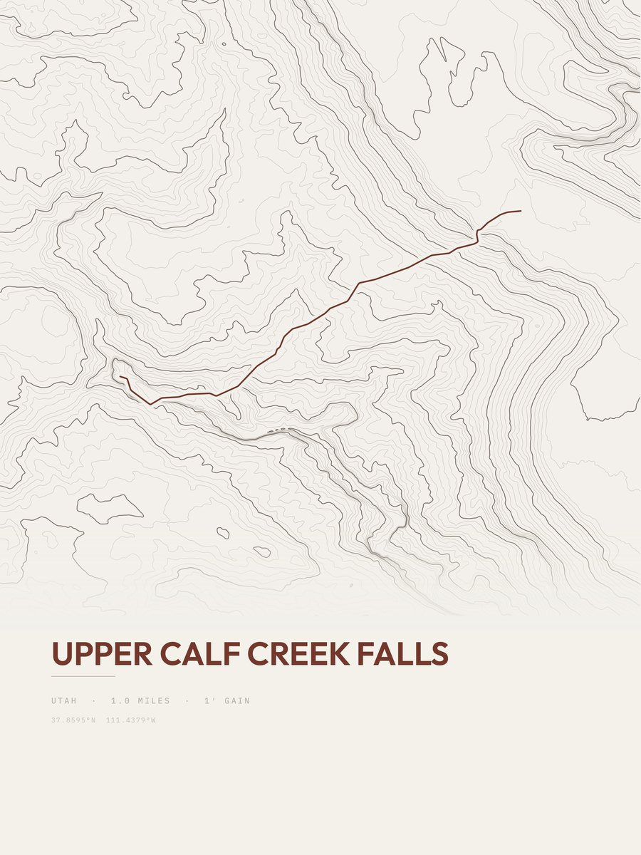 Upper Calf Creek Falls Topographic print