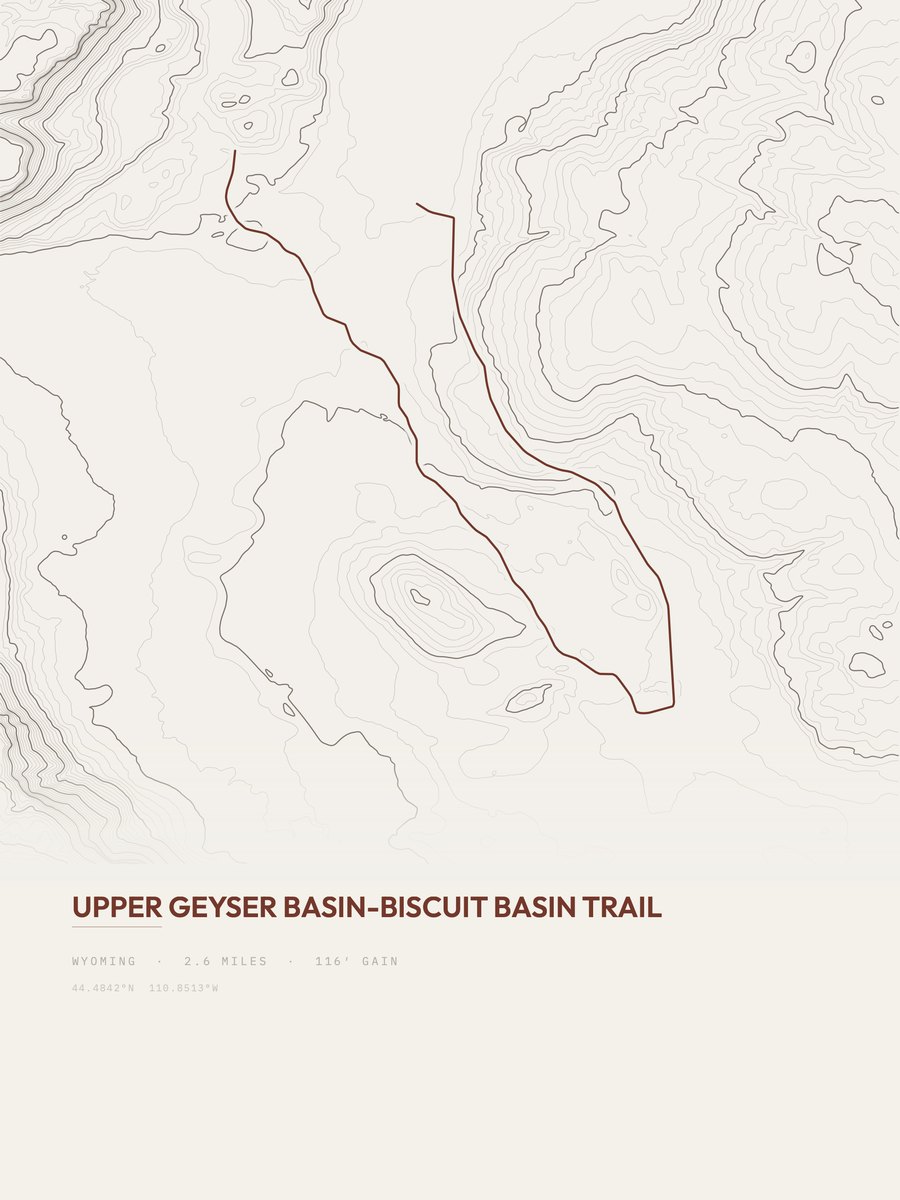Biscuit Basin Trail Topographic print