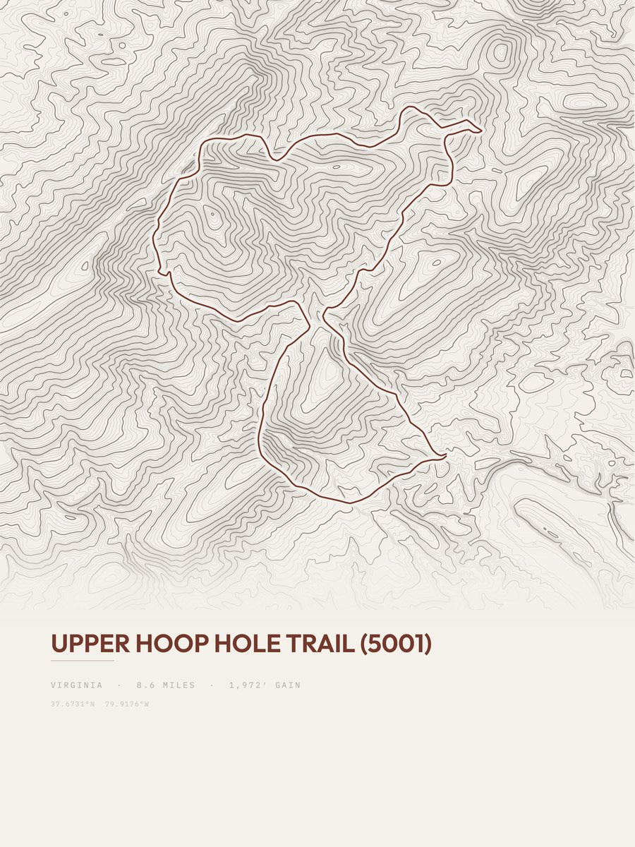 Upper Hoop Hole Trail Topographic print
