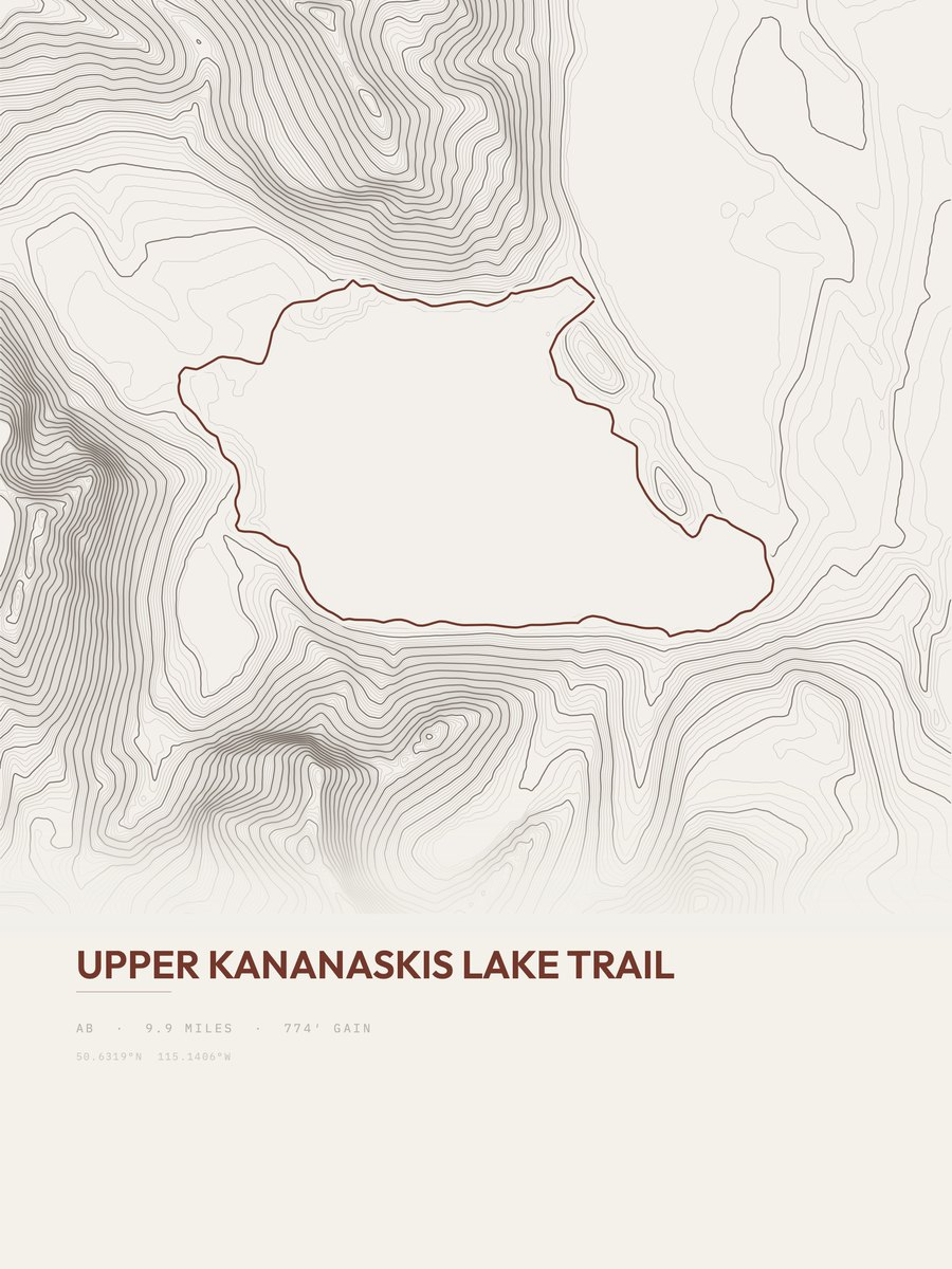 Upper Kananaskis Lake Trail Topographic print