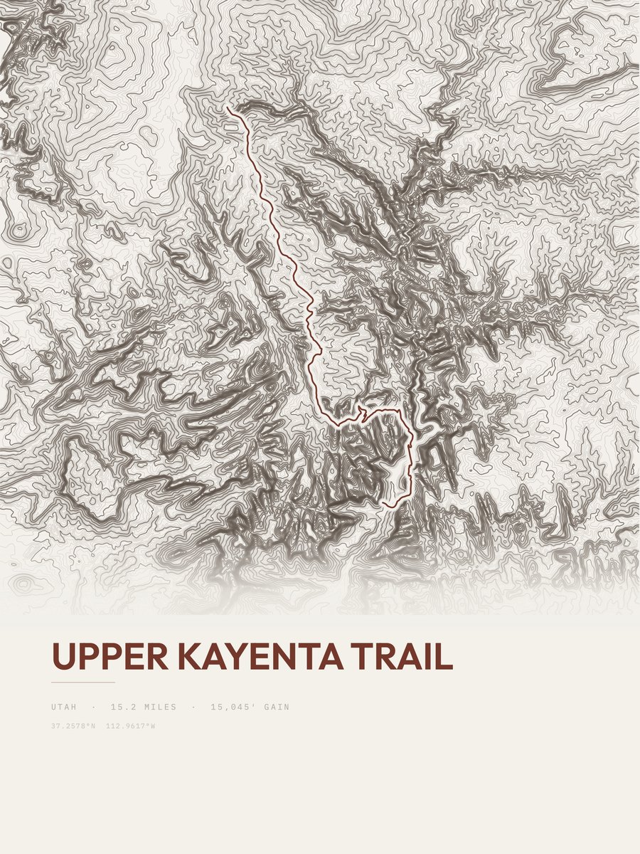 Upper Kayenta Trail topographic trail print
