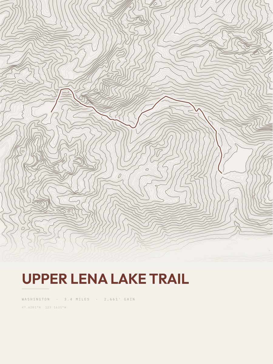 Upper Lena Lake Trail topographic trail print
