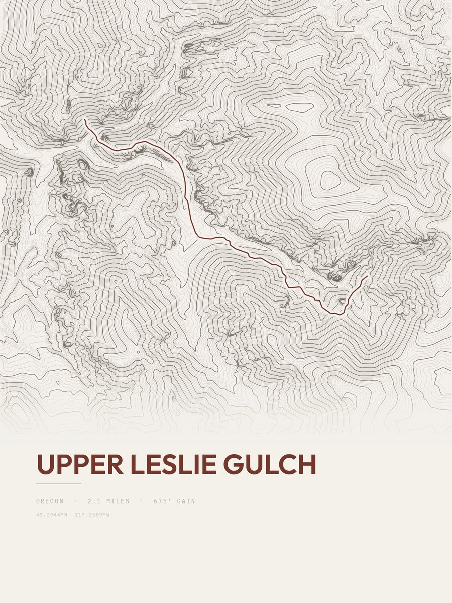 Upper Leslie Gulch Topographic print