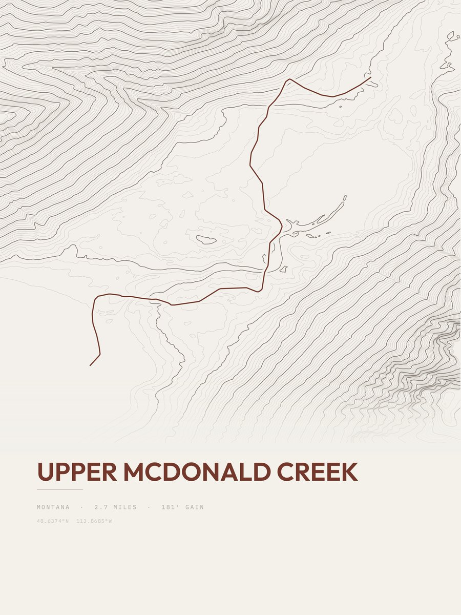Upper McDonald Creek Topographic print