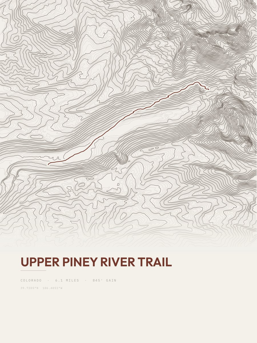Upper Piney River Trail Topographic print