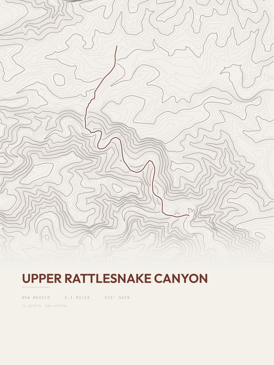 Upper Rattlesnake Canyon topographic trail print