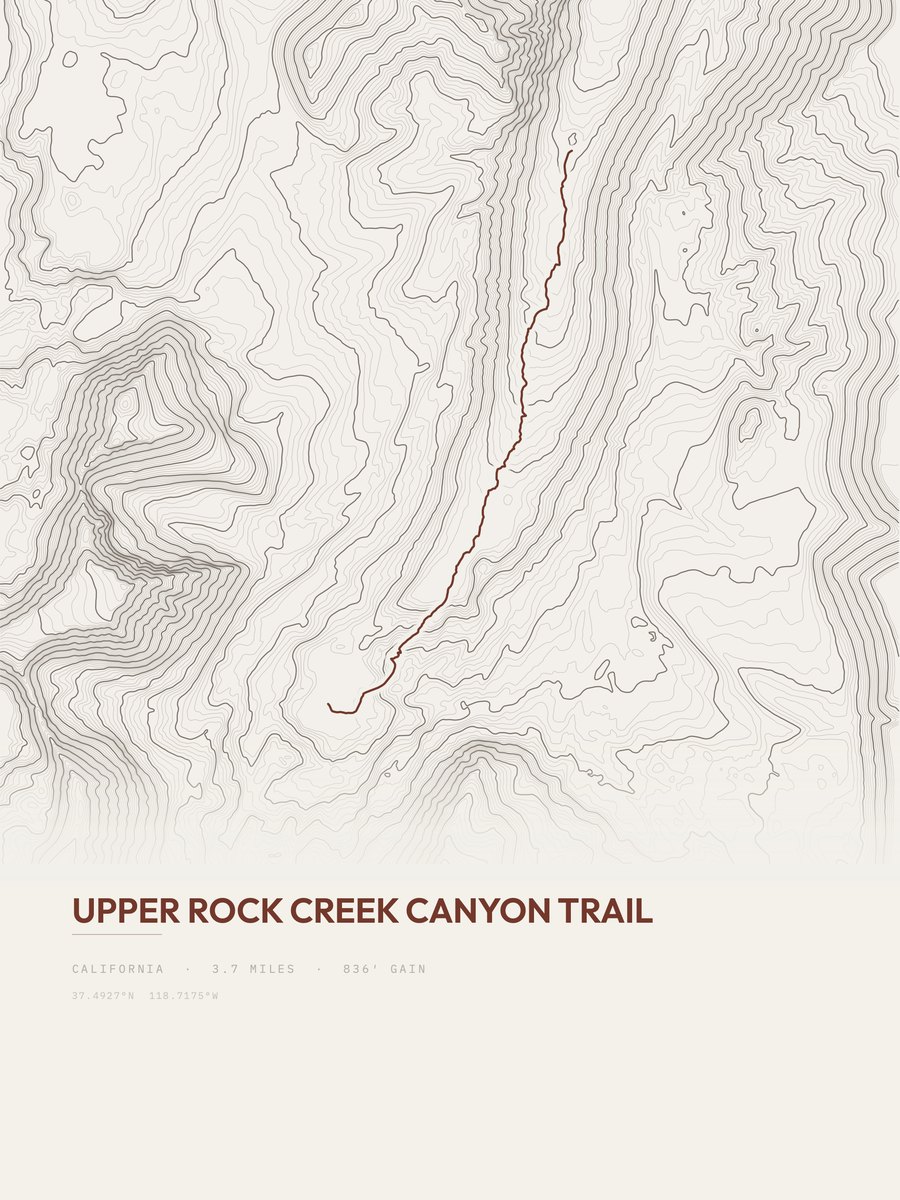 Upper Rock Creek Canyon Trail Topographic print