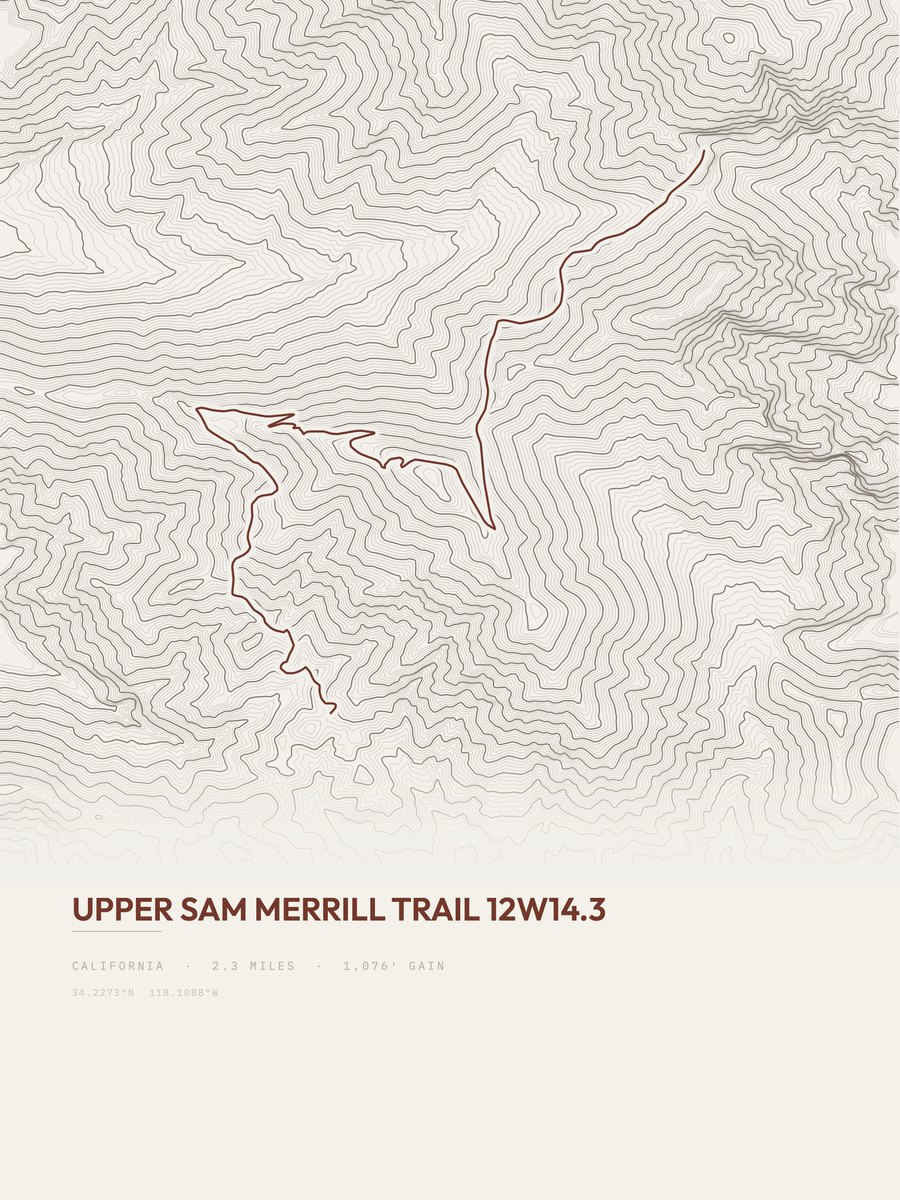 Upper Sam Merrill Trail topographic trail print