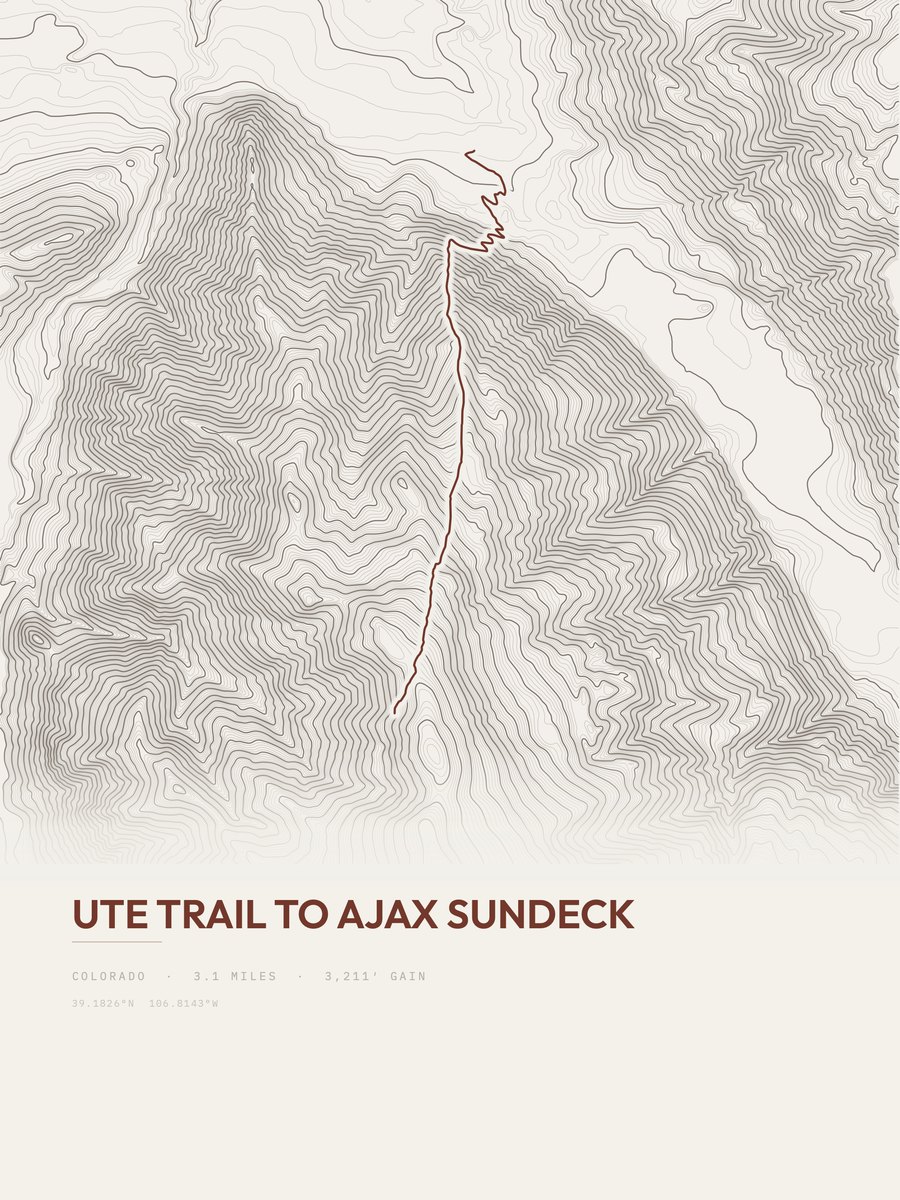 Ute Trail to Ajax Sundeck Topographic print