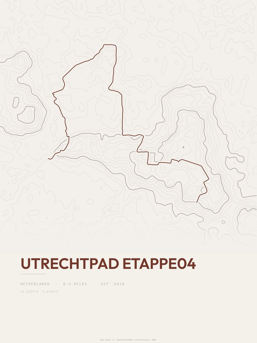 Utrechtpad topographic trail print
