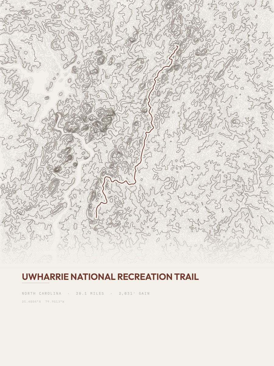 Uwharrie Trail topographic trail print