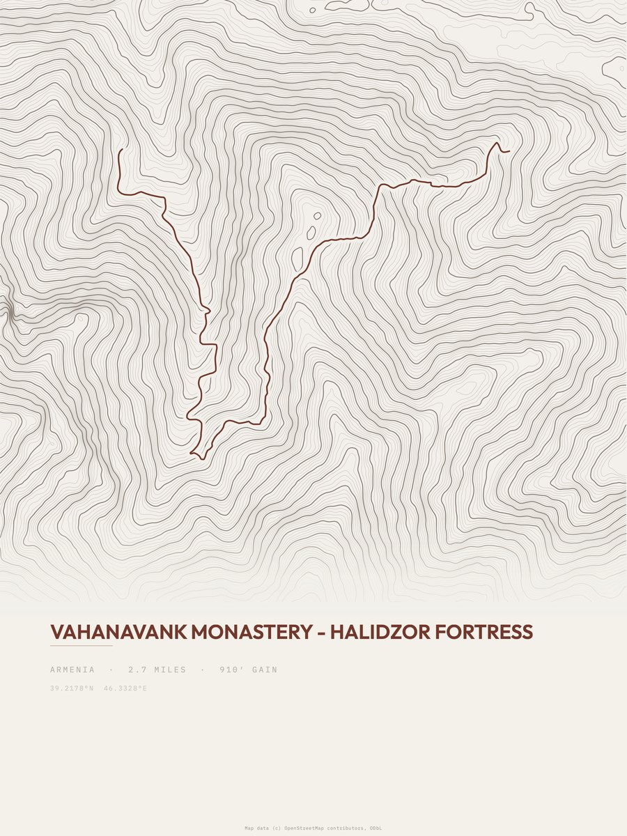 Halidzor Fortress topographic trail print
