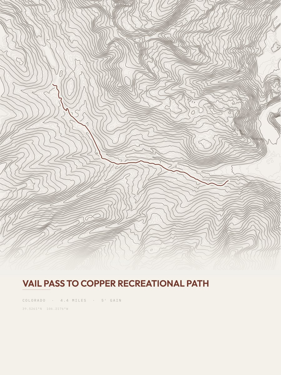 Vail Pass to Copper topographic trail print