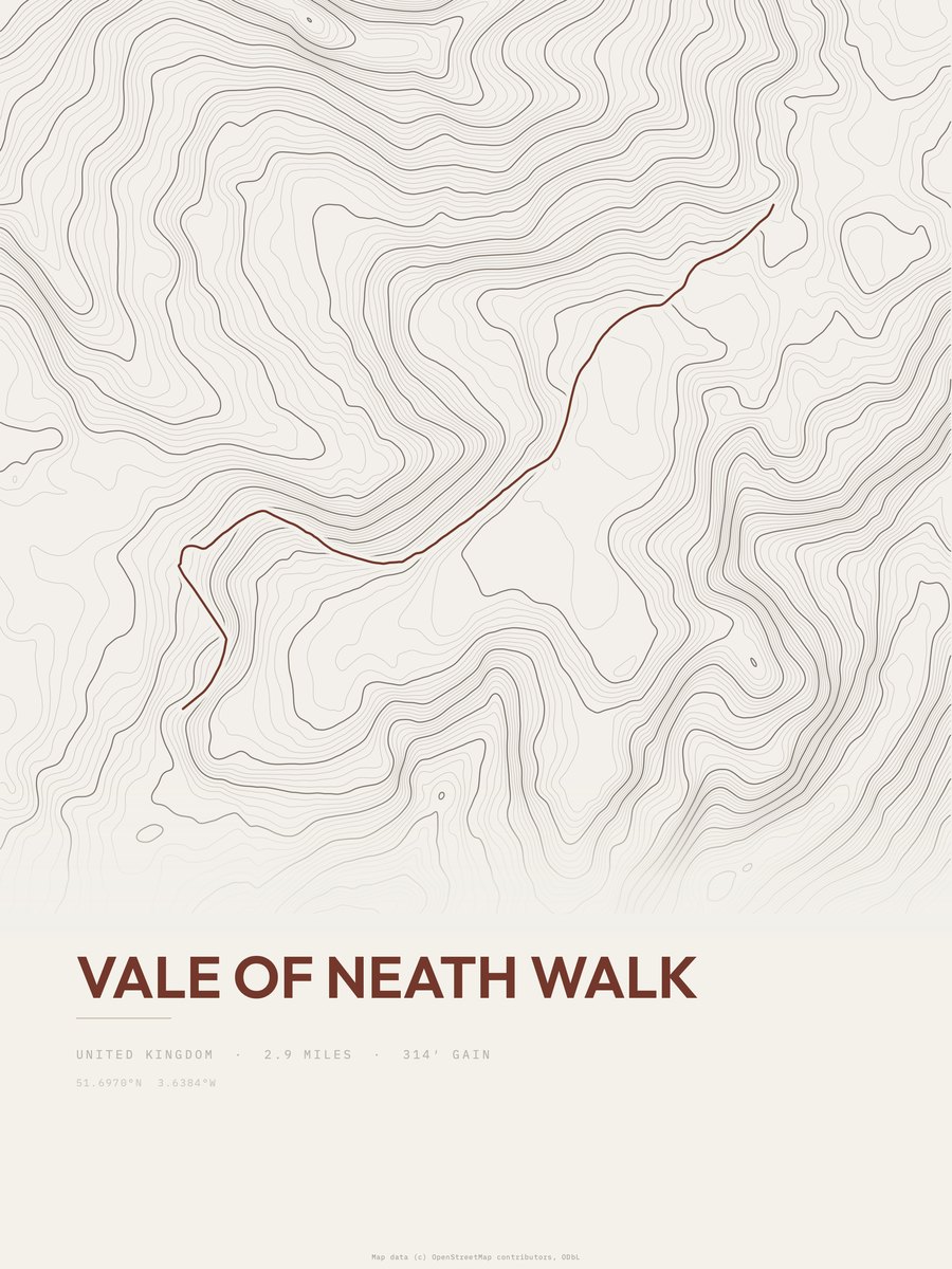 Vale of Neath Walk Topographic print
