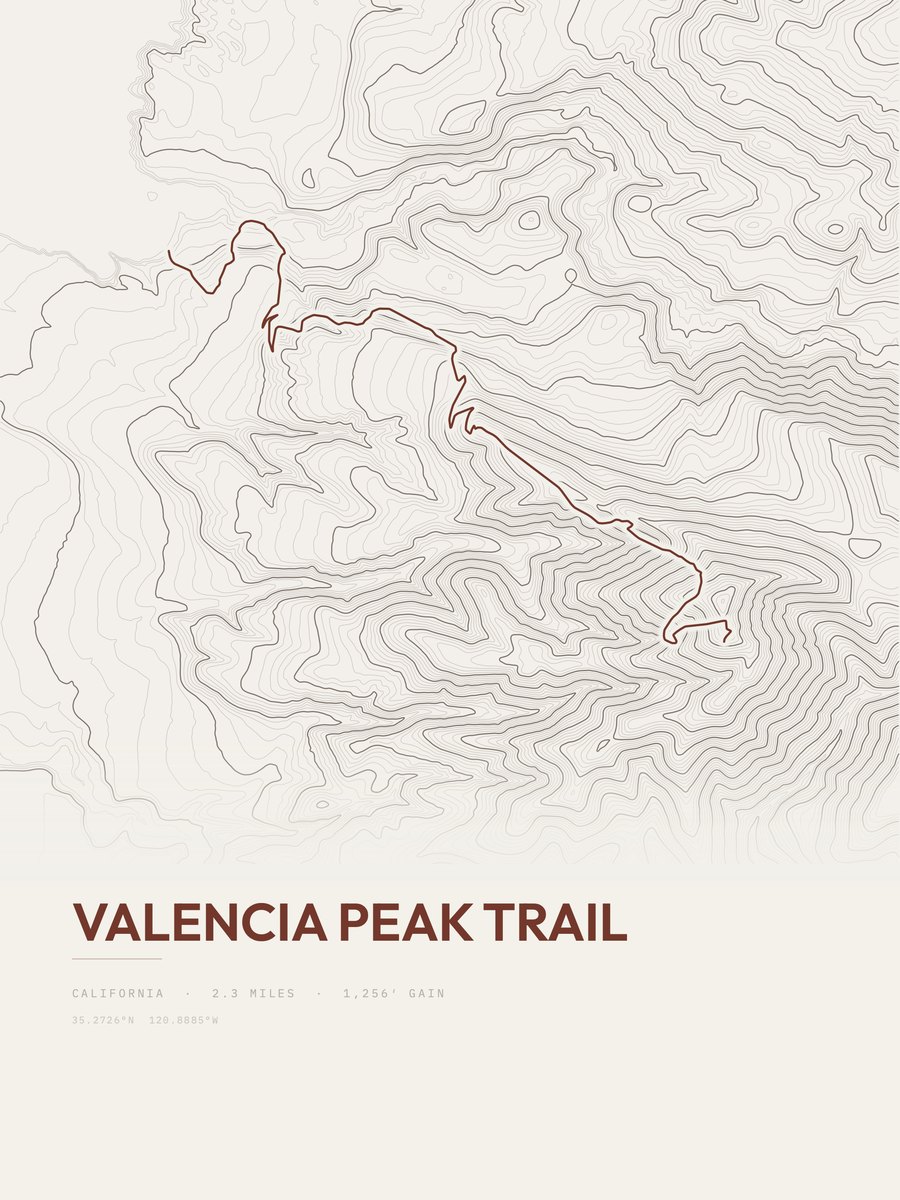 Valencia Peak Trail Topographic print