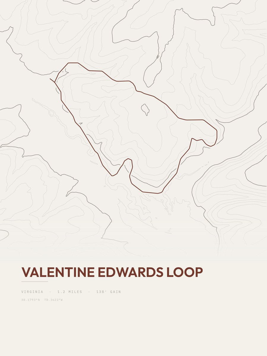 Valentine Edwards Loop topographic trail print