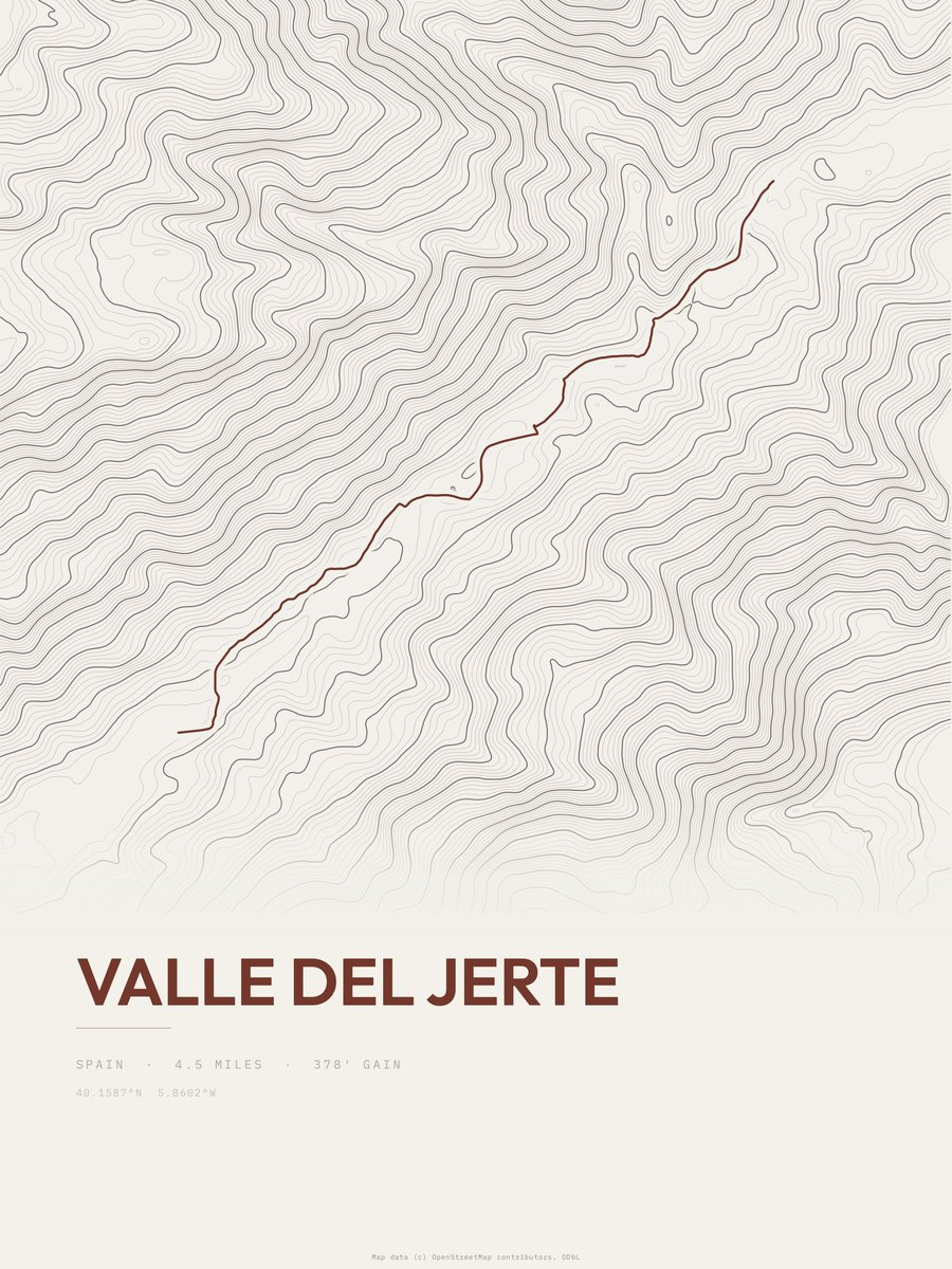 Valle del Jerte Topographic print