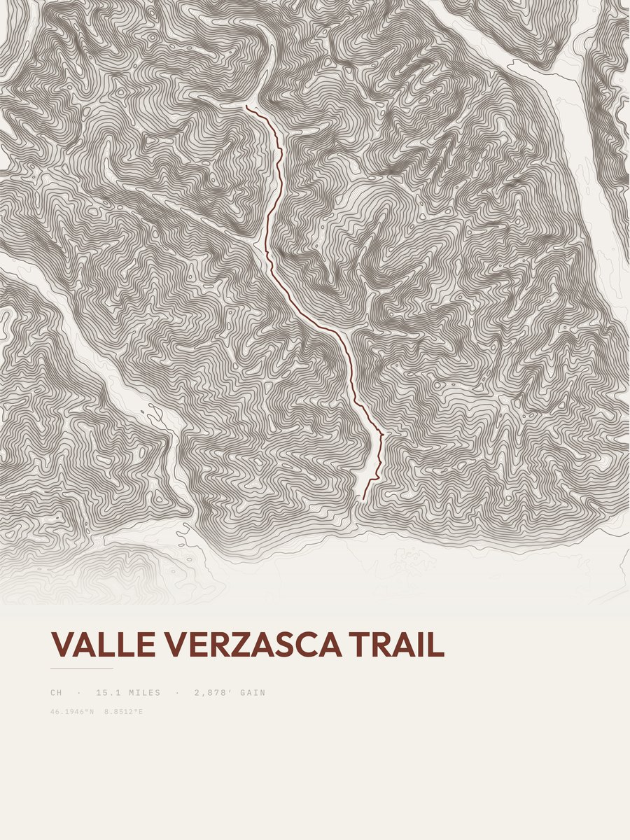 Valle Verzasca Trail topographic trail print