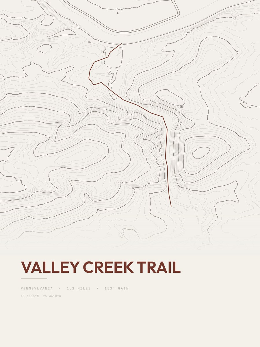 Valley Creek Trail topographic trail print