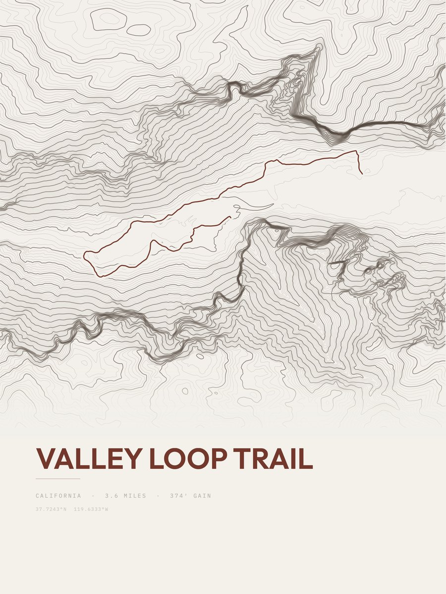 Valley Loop Trail Topographic print