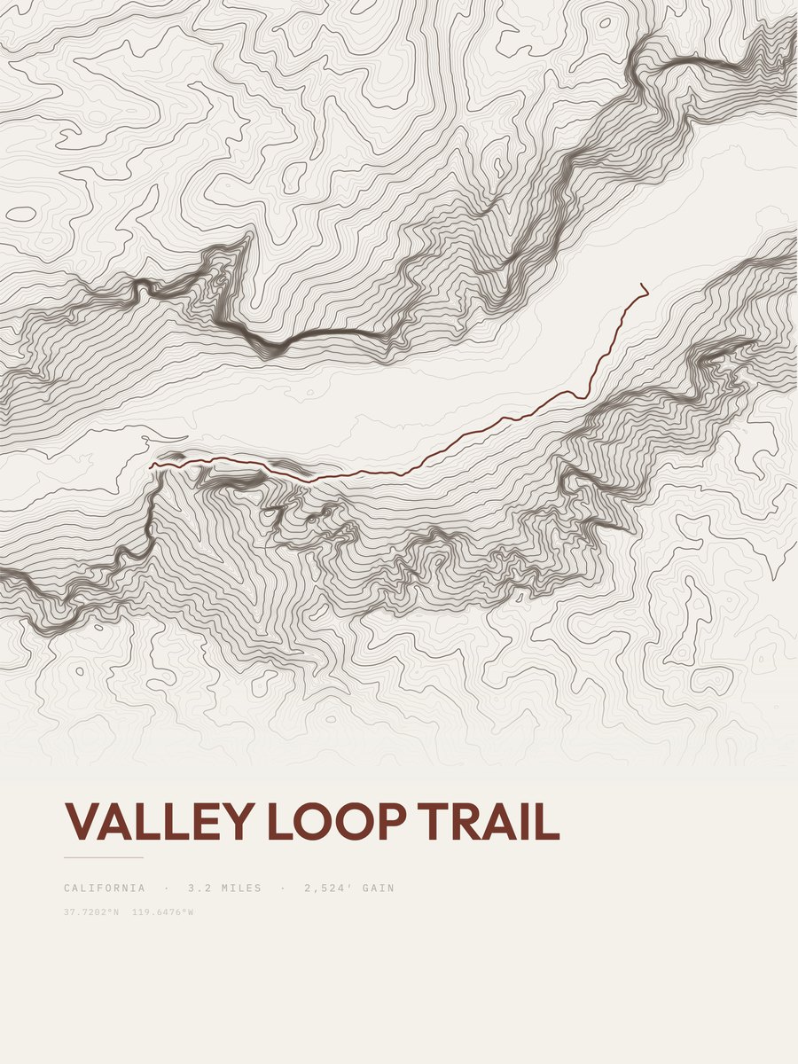 Valley Loop Trail Topographic print
