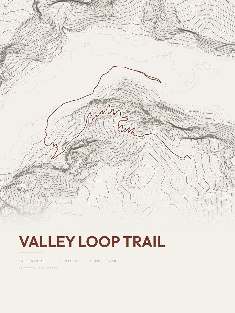 Valley Loop Trail Topographic print