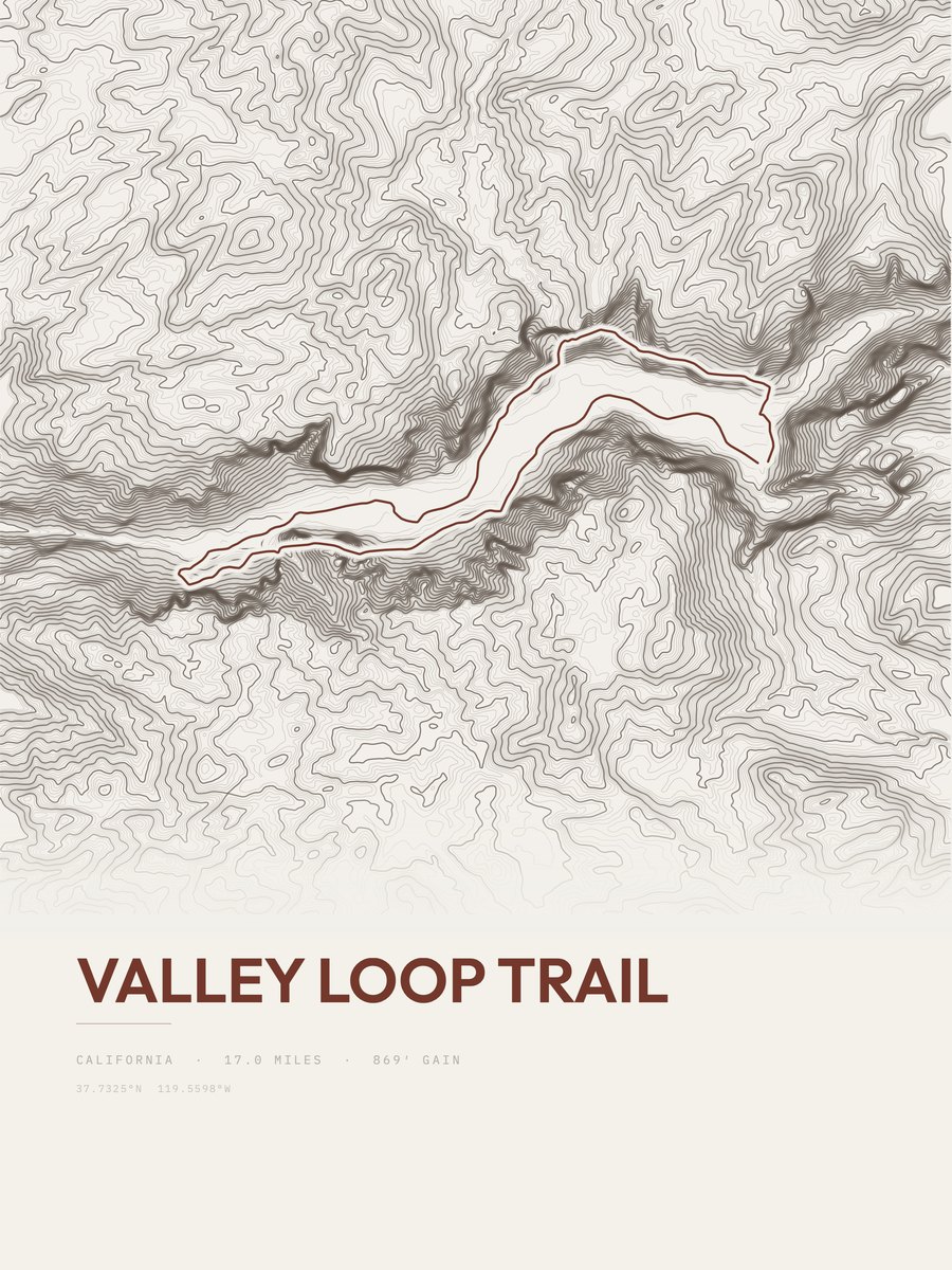 Valley Loop Trail Topographic print
