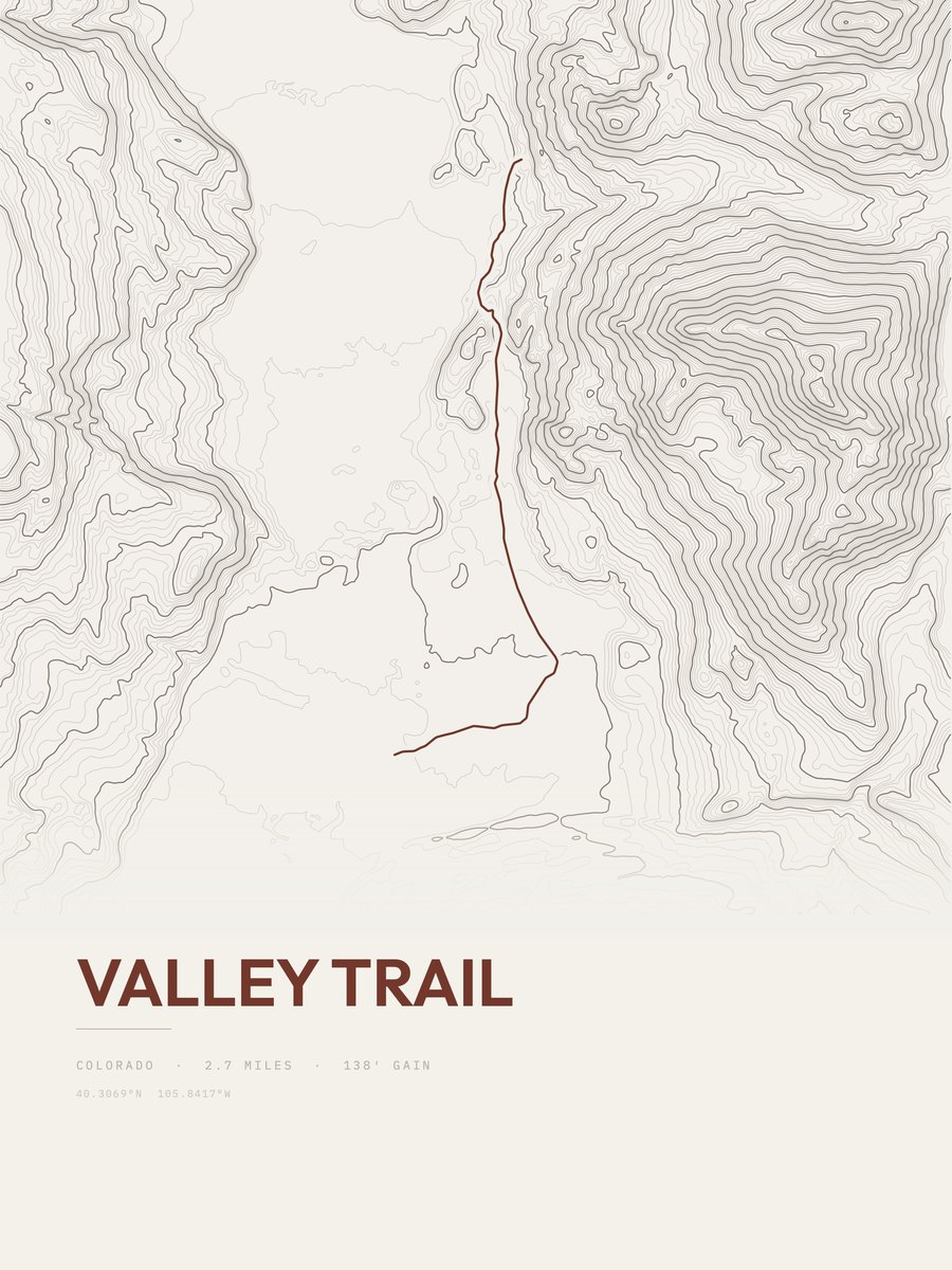 Valley Trail topographic trail print