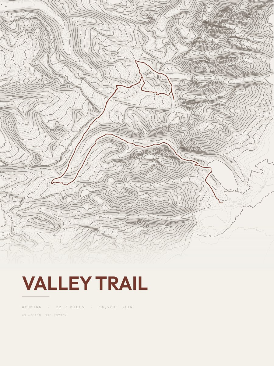 Valley Trail topographic trail print