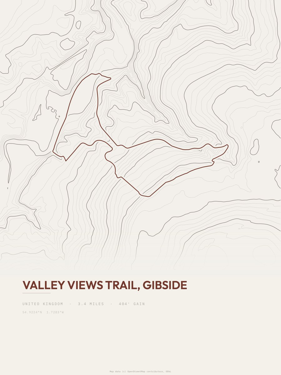 Valley Views Trail Topographic print