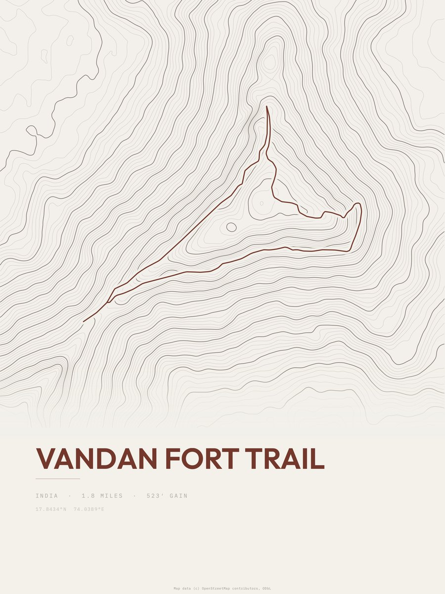 Vandan Fort Trail Topographic print