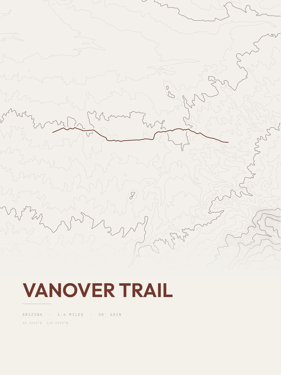Vanover Trail topographic trail print