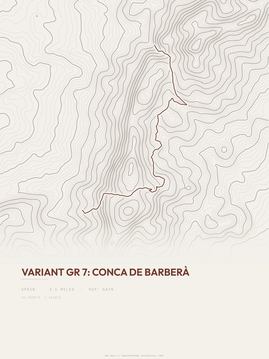 Conca de Barberà topographic trail print