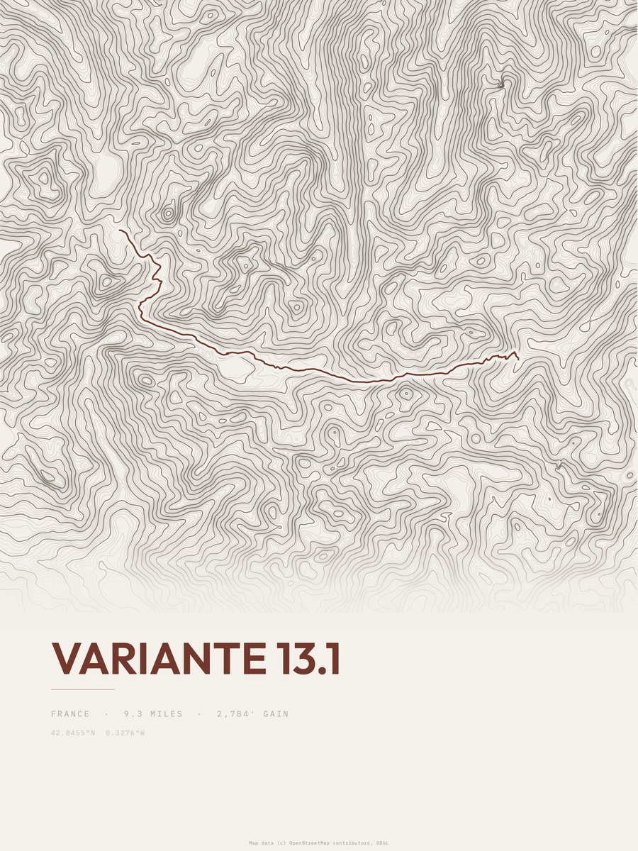 Variante 13.1 topographic trail print