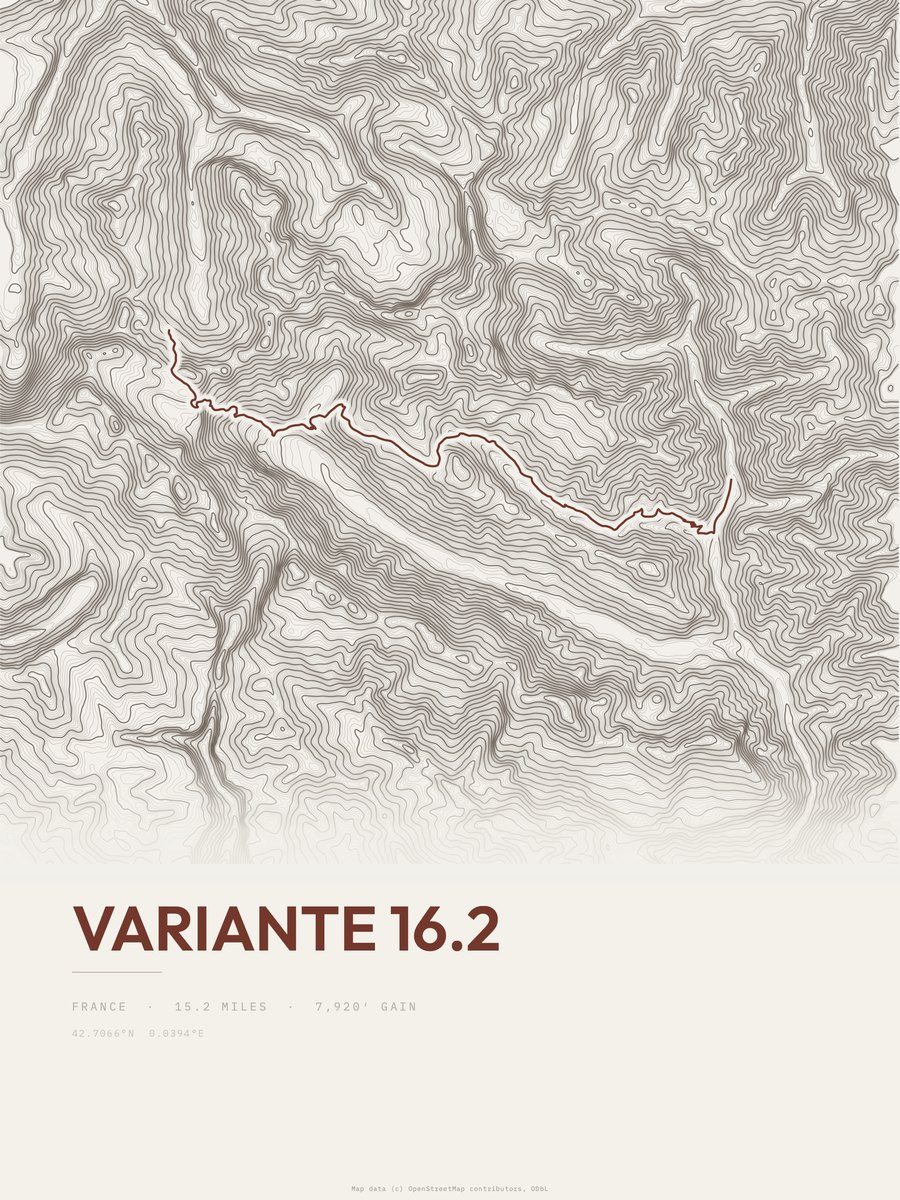 Variante 16.2 topographic trail print