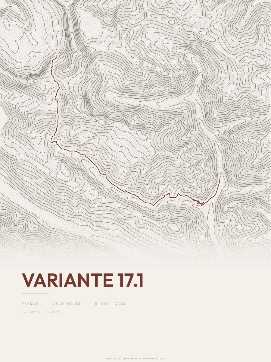 Variante 17.1 topographic trail print