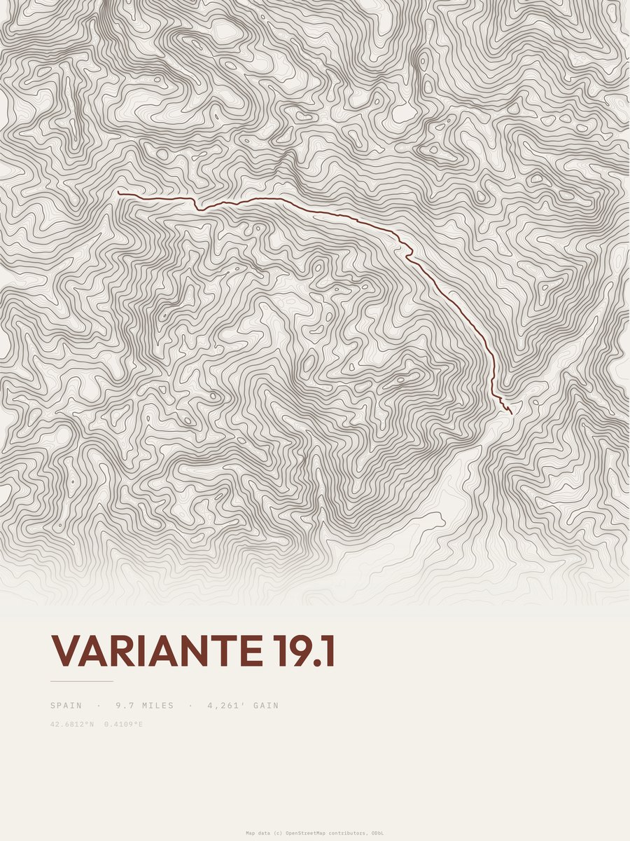 Variante 19.1 topographic trail print