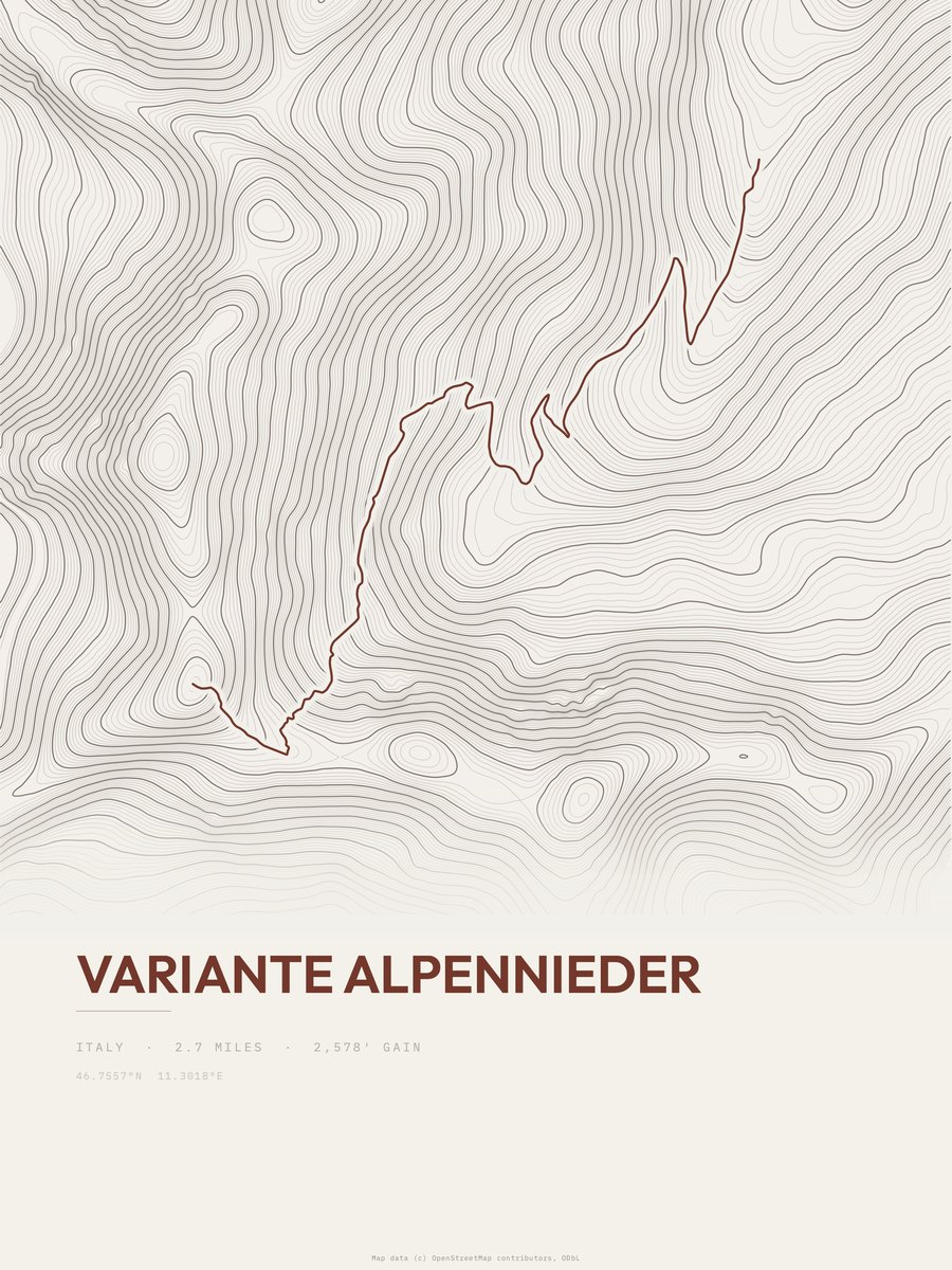 Variante Alpennieder Topographic print