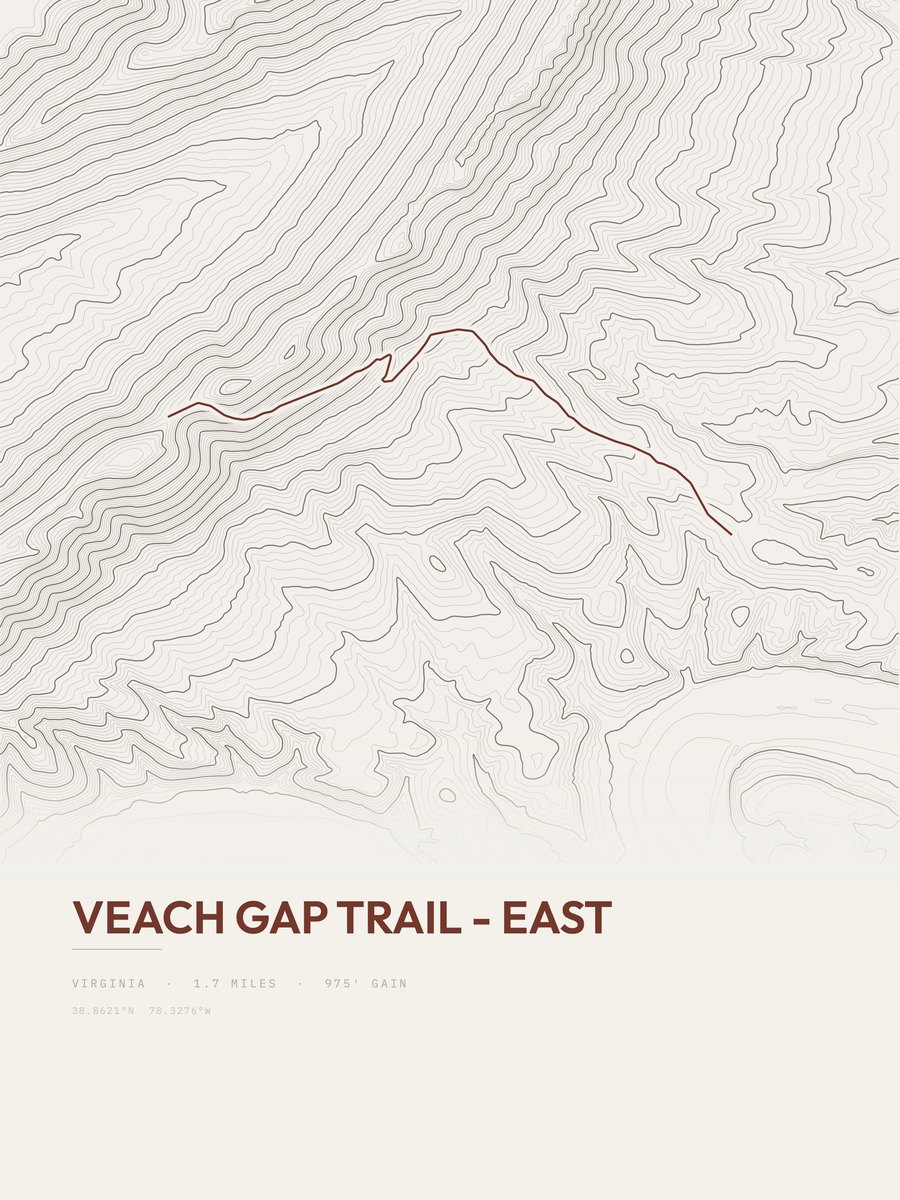 Veach Gap Trail - East Topographic print