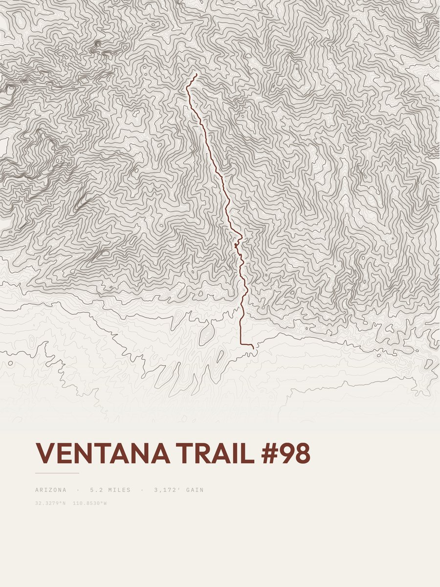 Ventana Trail Topographic print