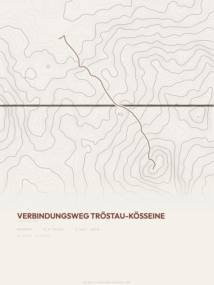 Verbindungsweg Tröstau-Kösseine Topographic print