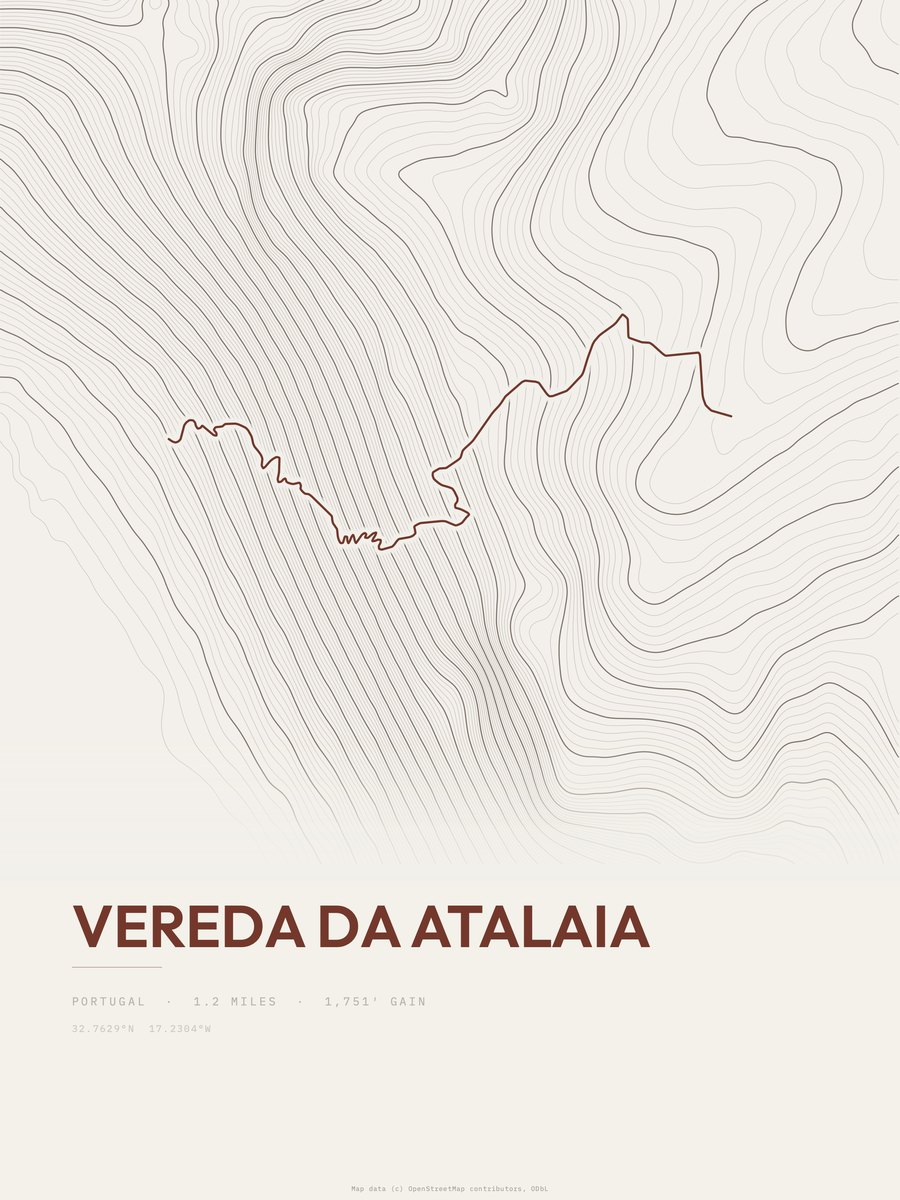 Vereda da Atalaia topographic trail print