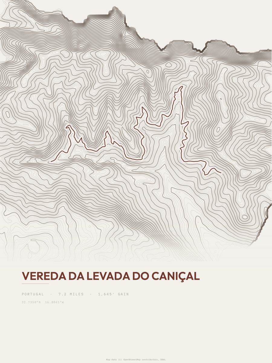 Vereda da Levada do Caniçal Topographic print