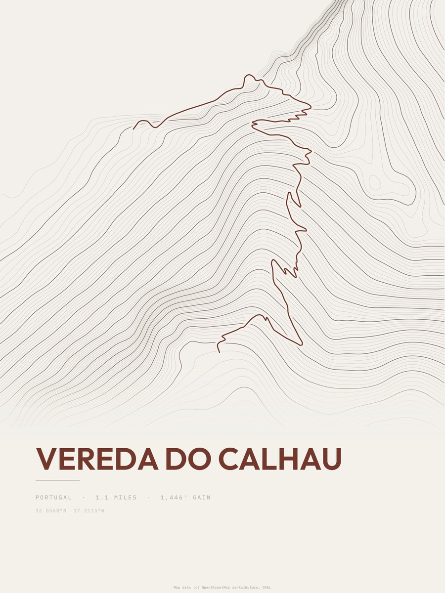 Vereda do Calhau topographic trail print