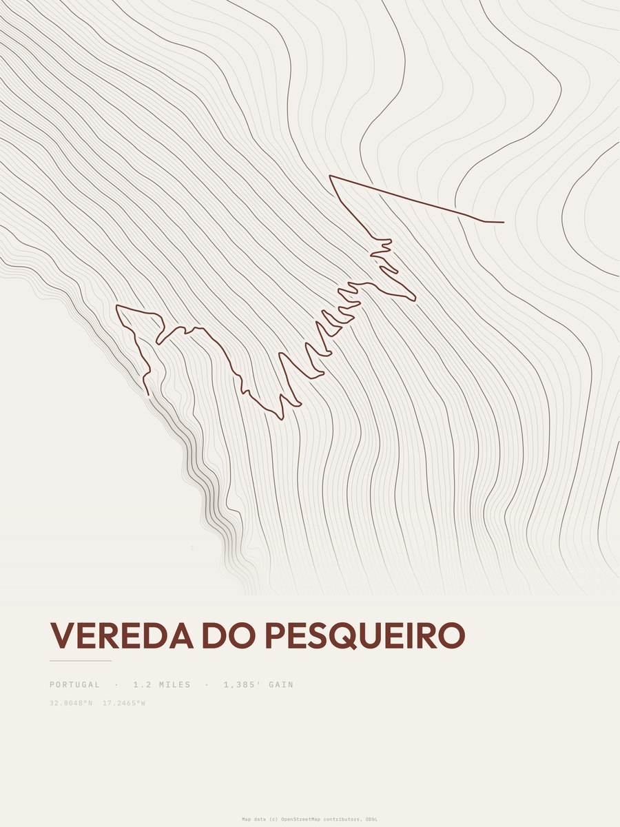 Vereda do Pesqueiro topographic trail print